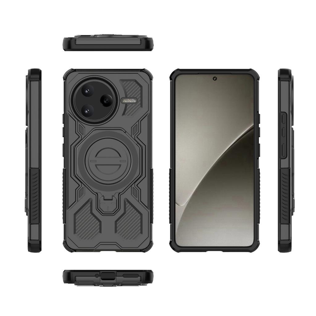 Für Xiaomi Poco F7 Ultra 5G/Redmi K80 Pro 5G Magnetische Hülle Rotierender Metallständer PC+TPU Handy-Rückseite