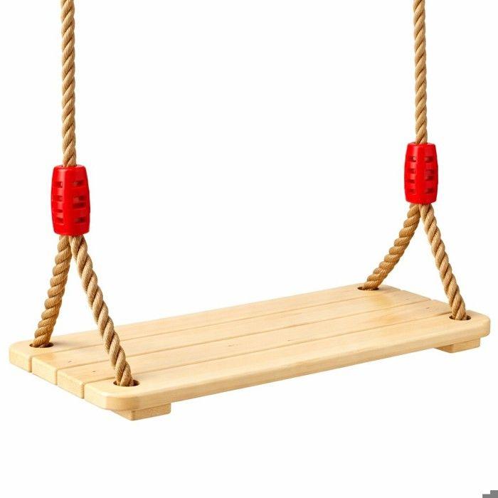 Balançoire enfant - GINGER HOME - Siège plat bois massif - Cordes solides - Charge 100 kg