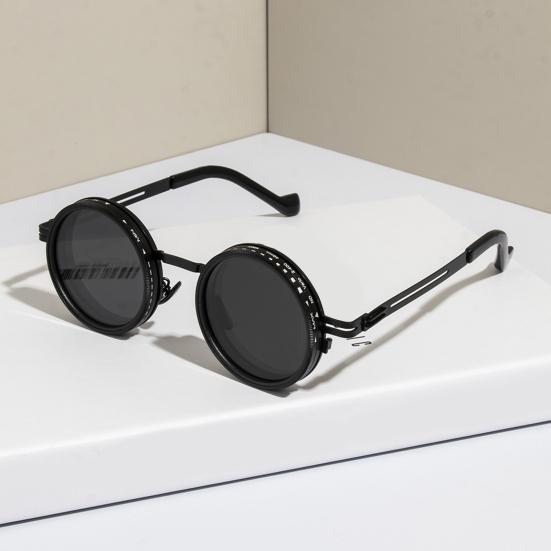 Round Sunglasses Black Finish ND Filters Polarized Lenses UV Protection Clarity Glasses Fashion Accessories