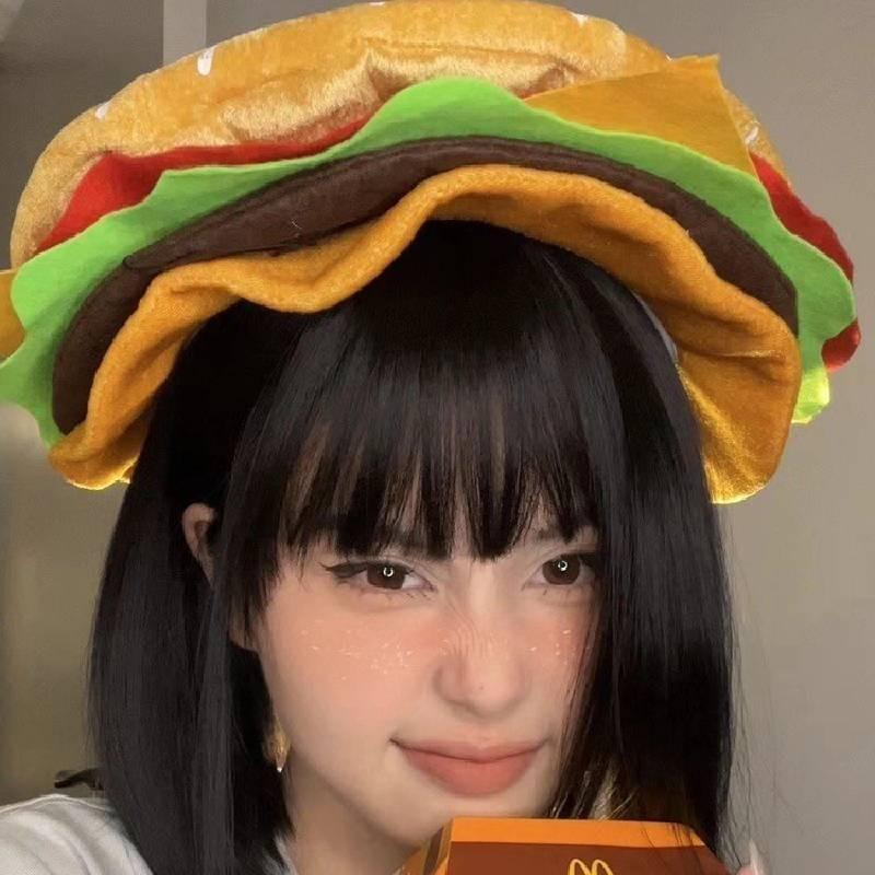Creative Hamburger Hat For Parties Unique Photo Prop Funny Costume Accessory For All Seasons