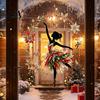 Removable Vinyl Wall Decor Christmas Ballet Girl Static Window Clings, Xmas Glass Decals, Winter Non Adhesive Residue Film Ballerina Elf Stickers for