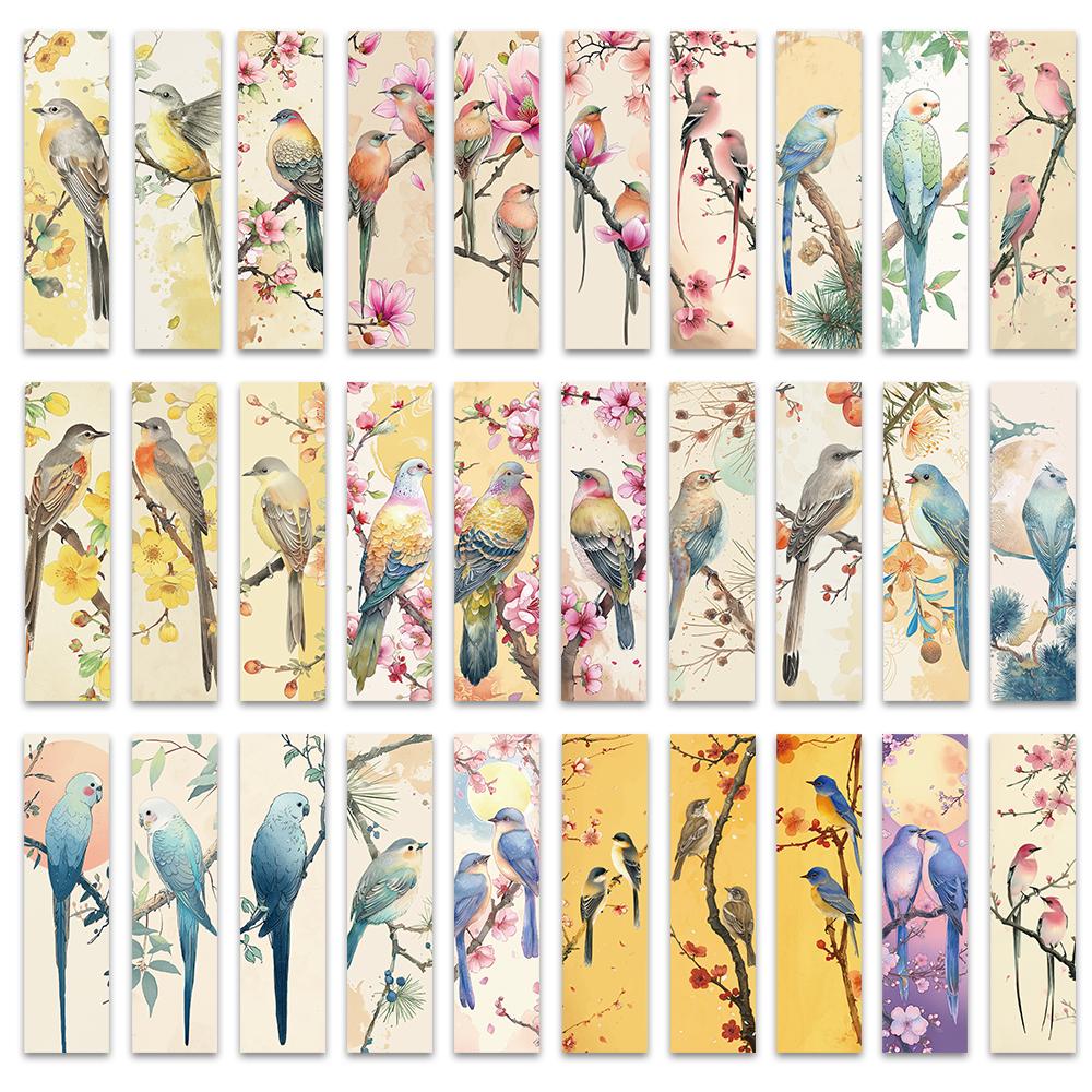 

30 листов Милая закладка с птичкой Мультяшное украшение Аннотация страницы книги для чтения Книга Студенты Бумажные карточки 30 Sheets /set