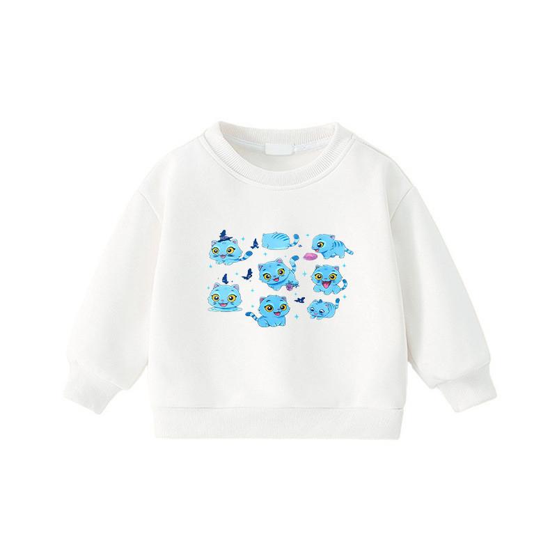 Kids Girls Kpop Hunters Rumi Zoey Mira Derpy Animal Print Long Sleeves Round Neck Sweatshirt 110cm белый