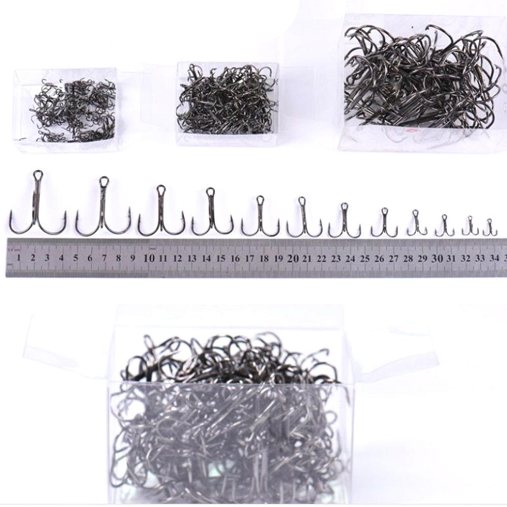 100PCS/box Carp Fishing Treble Hooks 12#-3/0# Optional High Carbon Steel Barbed Hook Set Super Sharp for Lure Accessories Tackle 260319