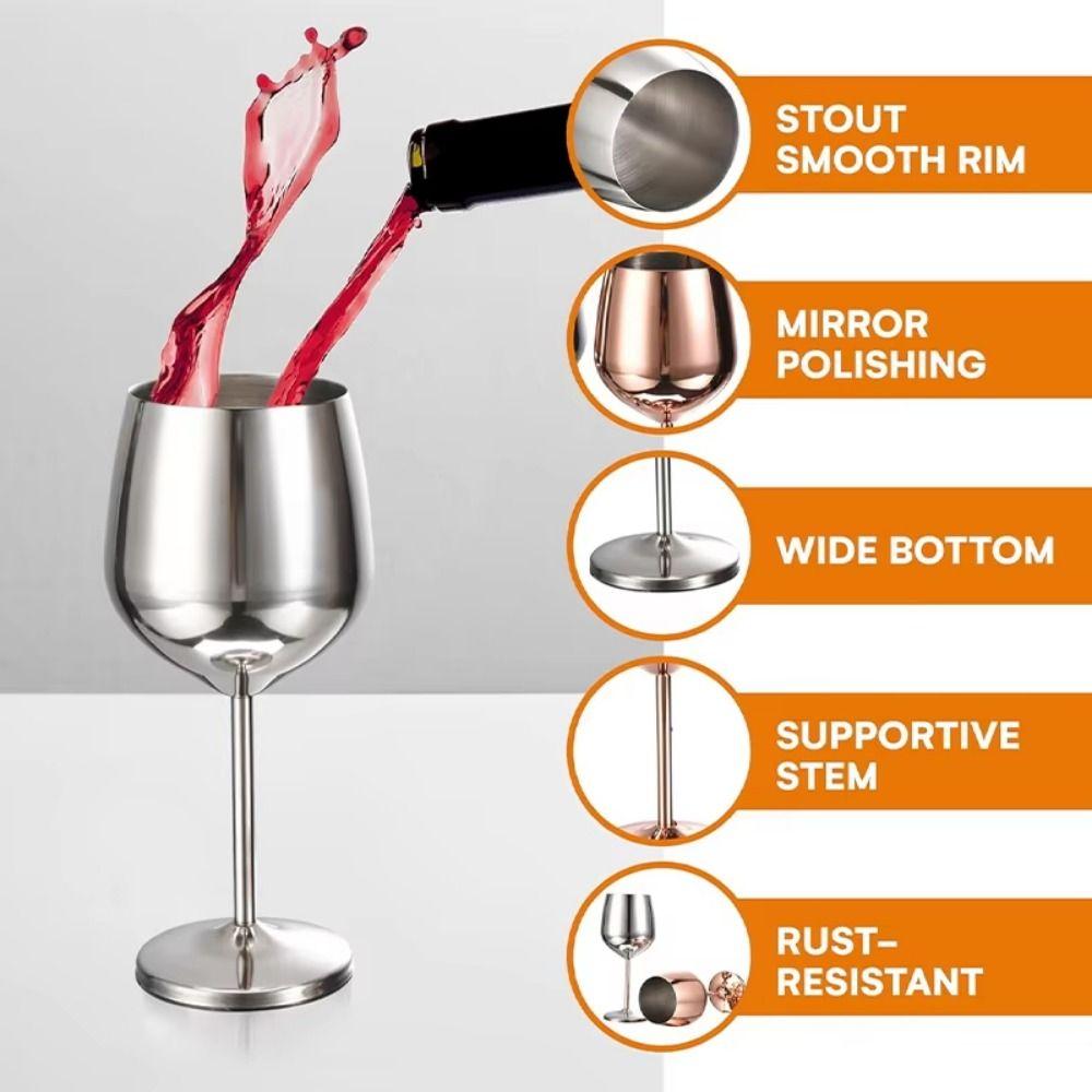 Unbreakable Stainless Steel Goblet Retro Metal Wine Glass Gift Tall Glass Drinking Cup