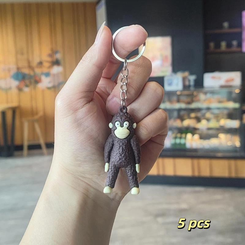 5Pcs Creative Protect Punch The Monkey Keychain Cute Gorilla Decor Hanging Keychain Anime Peripherals Toy Birthday Gifts