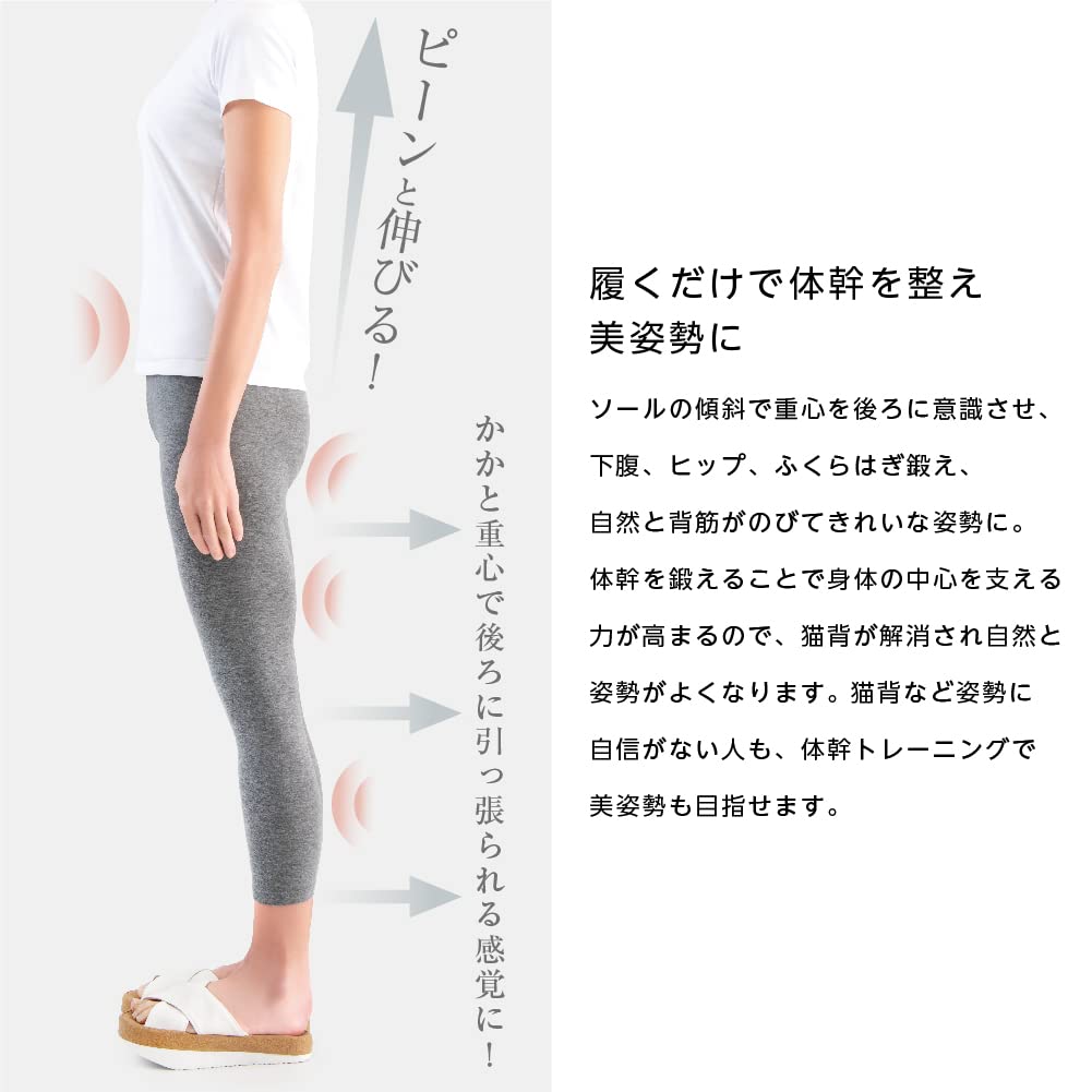 Alphax Sliet Core Training Slippers, Indoor, Open-Toe, Core-Strengthening Slippers, White, Sizes 23.0-24.5cm