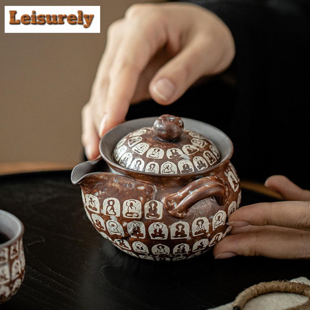 190ml Retro Gammel Steinleire Gaiwan Zen Grov Keramikk Håndgrep Te Tureen Husholdnings Te Maker Dekket Skål Servise Forsyninger Håndverk