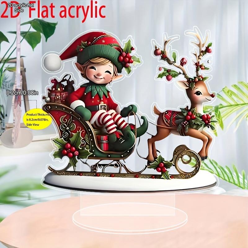 

2D Flat Bohemian Christmas Elf Reindeer Desktop Decoration, Snowman, Gnome & Holiday Motifs, Suitable for wall decoration, porch, room, villa, accents 19*20CM