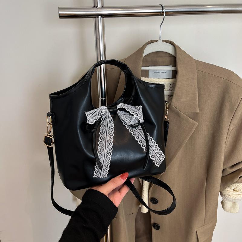 

Премиальная сумка-тоут с бантом, большая вместимость, женская, новый тренд, модная, на плечо, мессенджер чёрный