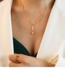 European Eight-Pointed Star Zircon Pendant Necklace, 18K Gold-Plated Titanium Steel with Tassel Lock Design for Women