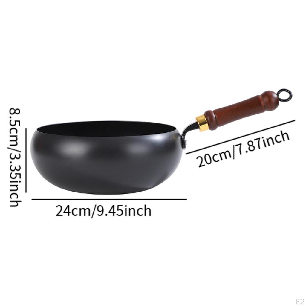 Cooking Pot Iron Wok with Wooden Lid for Home And Camping