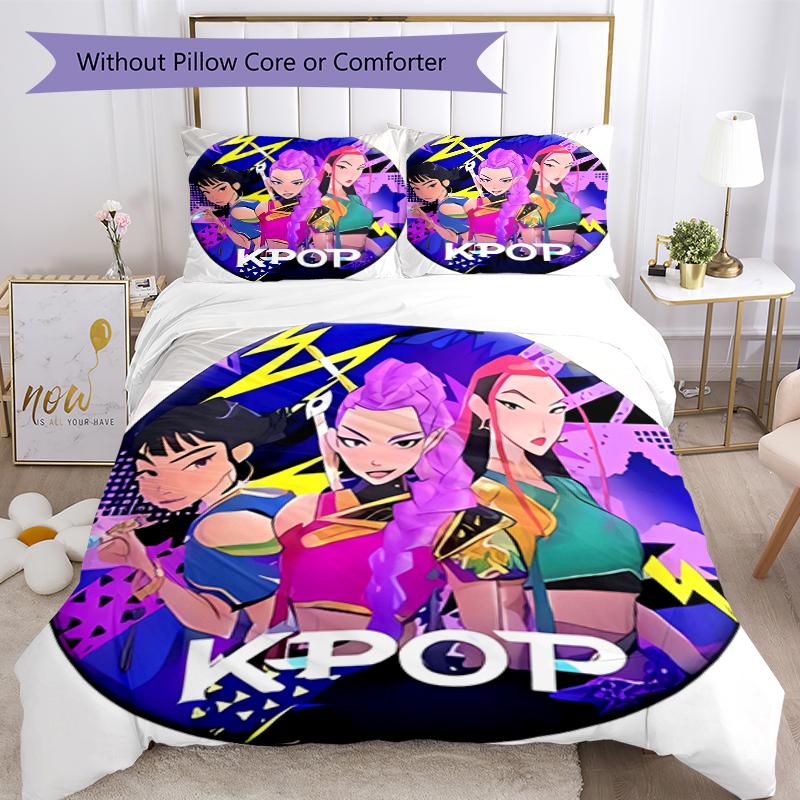 Set di biancheria da letto Kpop Hunter7 da 3 pezzi, set copripiumino include copripiumino e federe, decorazione perfetta per la camera da letto per tutte le stagioni e regalo