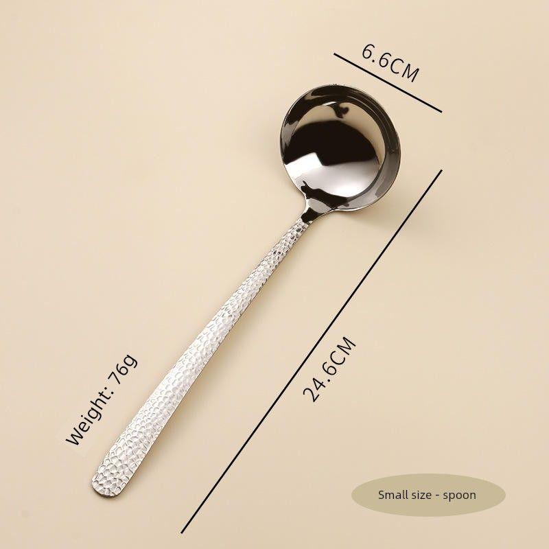 

304 Stainless Steel Spoon with Hammered Texture, Thickened Soup Ladle for Home Kitchen, Long Handle, One-Piece Design, Hot Pot Skimmer, Cooking Spoon Small spoon