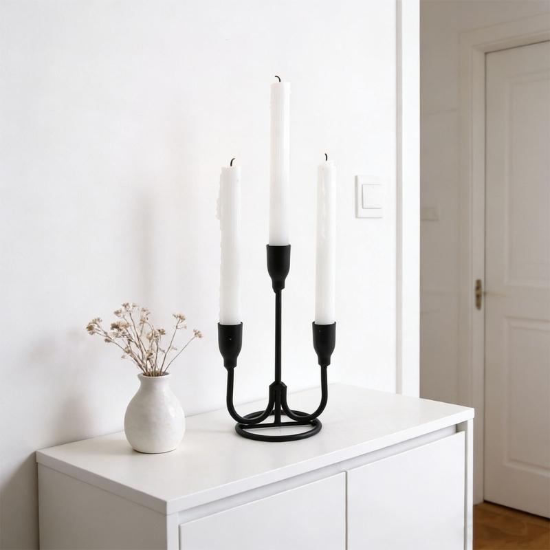 Retro 3 Arm Iron Candelabra Taper Candlestick Candle Holders For Table Centerpiece And Ambients Lighting Home Decoration
