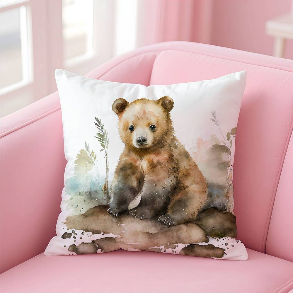 

Honey Bear Painting Pillow Case pattern printing pillowcase living room sofa cushion cover bedroom room decor 16x16Inch