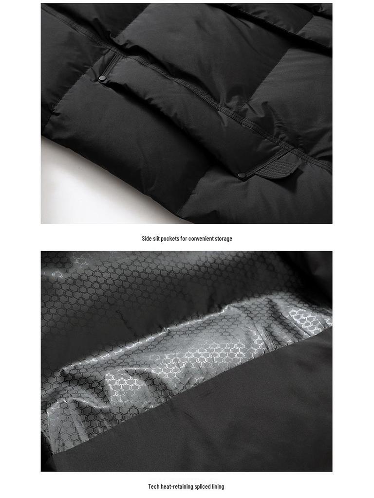 Men's Thickened Long Down Jacket - Winter Casual Over-the-Knee 90% White Duck Down Coat