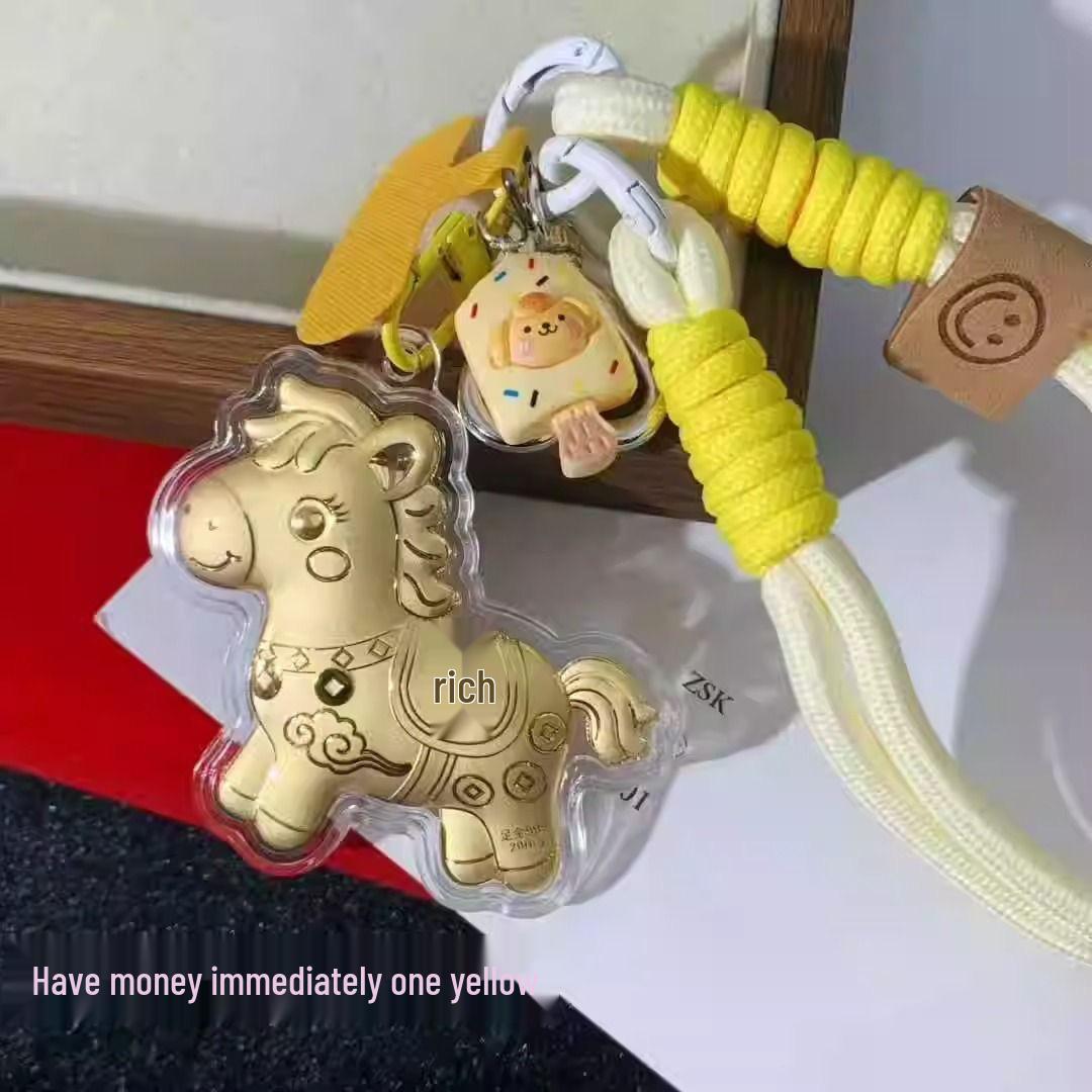 

Шуйбэй Золото 999 пробы Мультяшная цепочка для телефона Брелок Подвеска Шарм для сумки Contains Gold