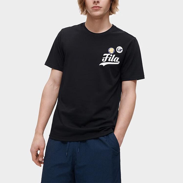 Fila Fusion Letter Print American Retro Sports Short Sleeve T-Shirt Men Tops Black T11M332106FBK