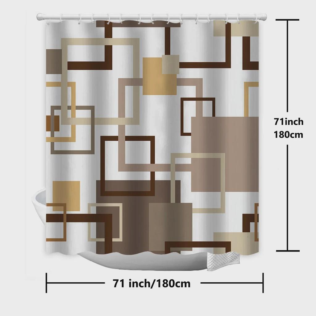 Waterproof Geometric Stripe Shower Curtain - Mildew-Proof Bathroom Partition