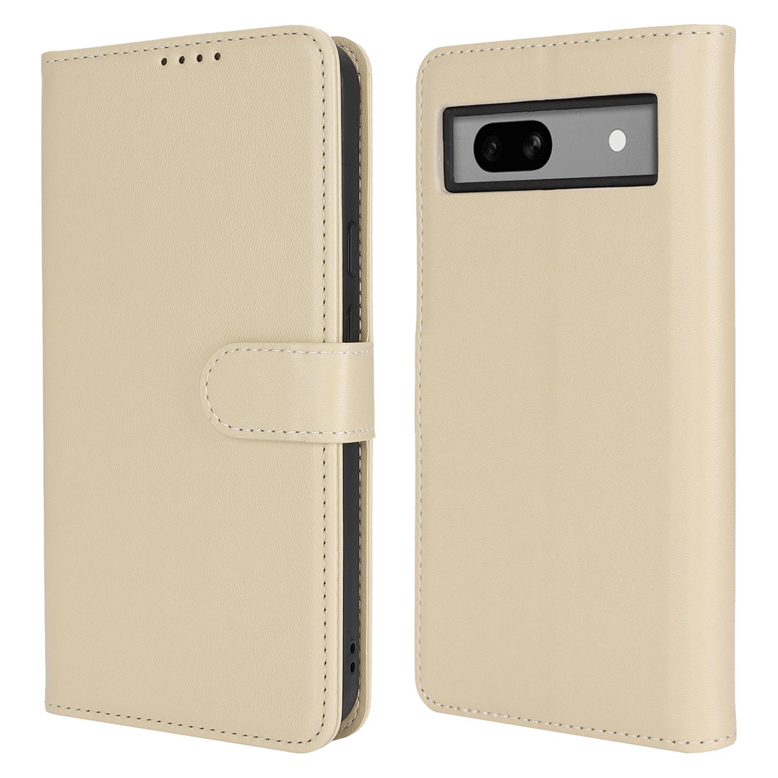 

Чехол-подставка для Google Pixel 7a, противоударный кожаный чехол-кошелек для телефона Beige