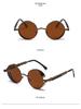 Versatile European-American Steampunk Metal Sunglasses with Spring Legs - Model 58028