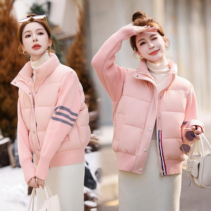 Design knitted cotton jacket padded clothes women's winter 2025 new down padded jacket thickened warm bread jacket