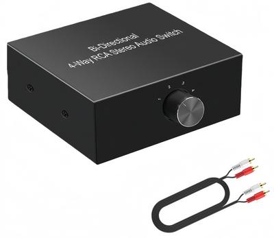 Audio Selector 4 Ingangen 1 Uitgang 1 Ingang 4 Uitgangen Bidirectionele RCA Stereo Audio Schakelaar Splitter Geen Voeding Vereist CD Speler /