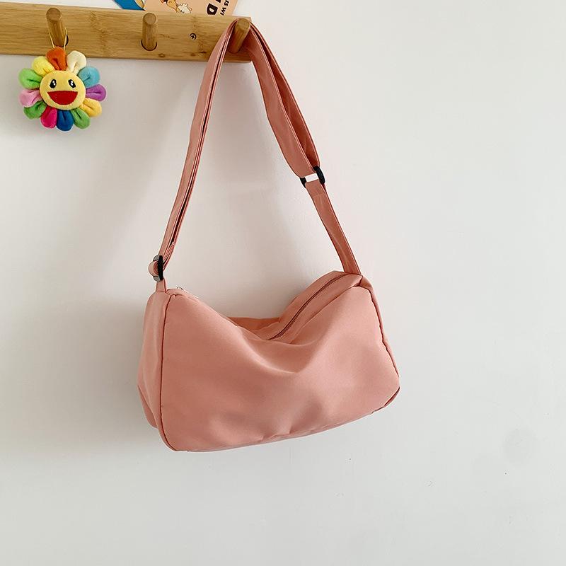 New Women's Messenger Bag Solid Color Simple Student Canvas Bag Large Capacity Fashion Casual Shoulder Mobile Phone Bag