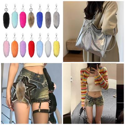 16cm Długi Sztuczny Futrzany Ogon Zwierzęcy Brelok Miękka Zawieszka do Torby Dodatek do Telefonu Torebki Dekoracja i Akcesoria Kluczyka Samochodowego