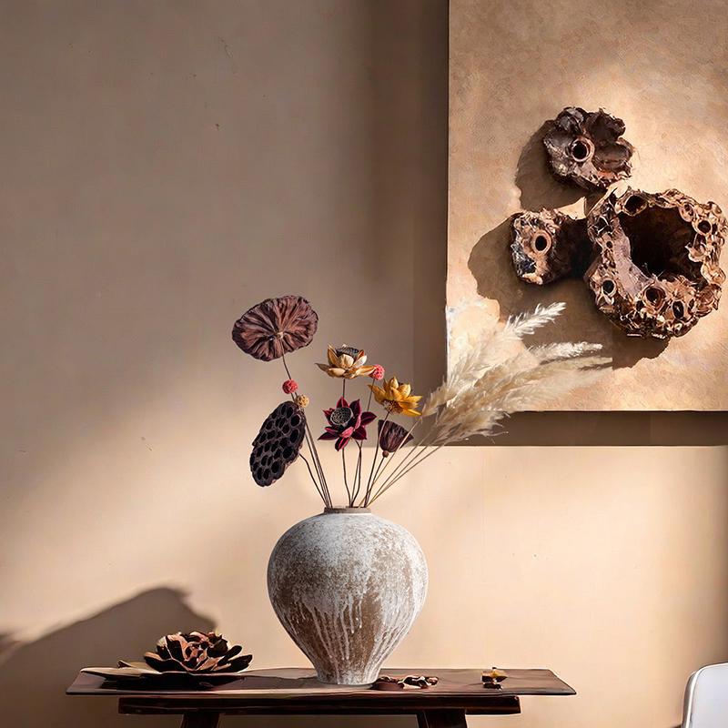 Vaso in Ceramica Stile Wabi-Sabi per Fiori Secchi in Soggiorno