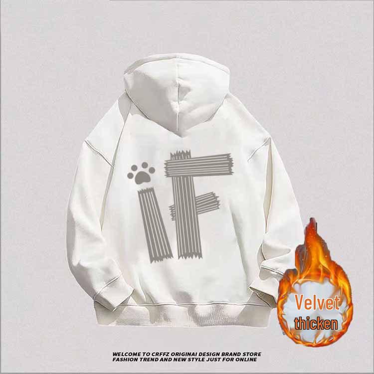 

Women s American Retro Fleece Lined Hoodie – Thick, Versatile, Trendy Heavyweight 500G Sweatshirt for Autumn/Winter XL