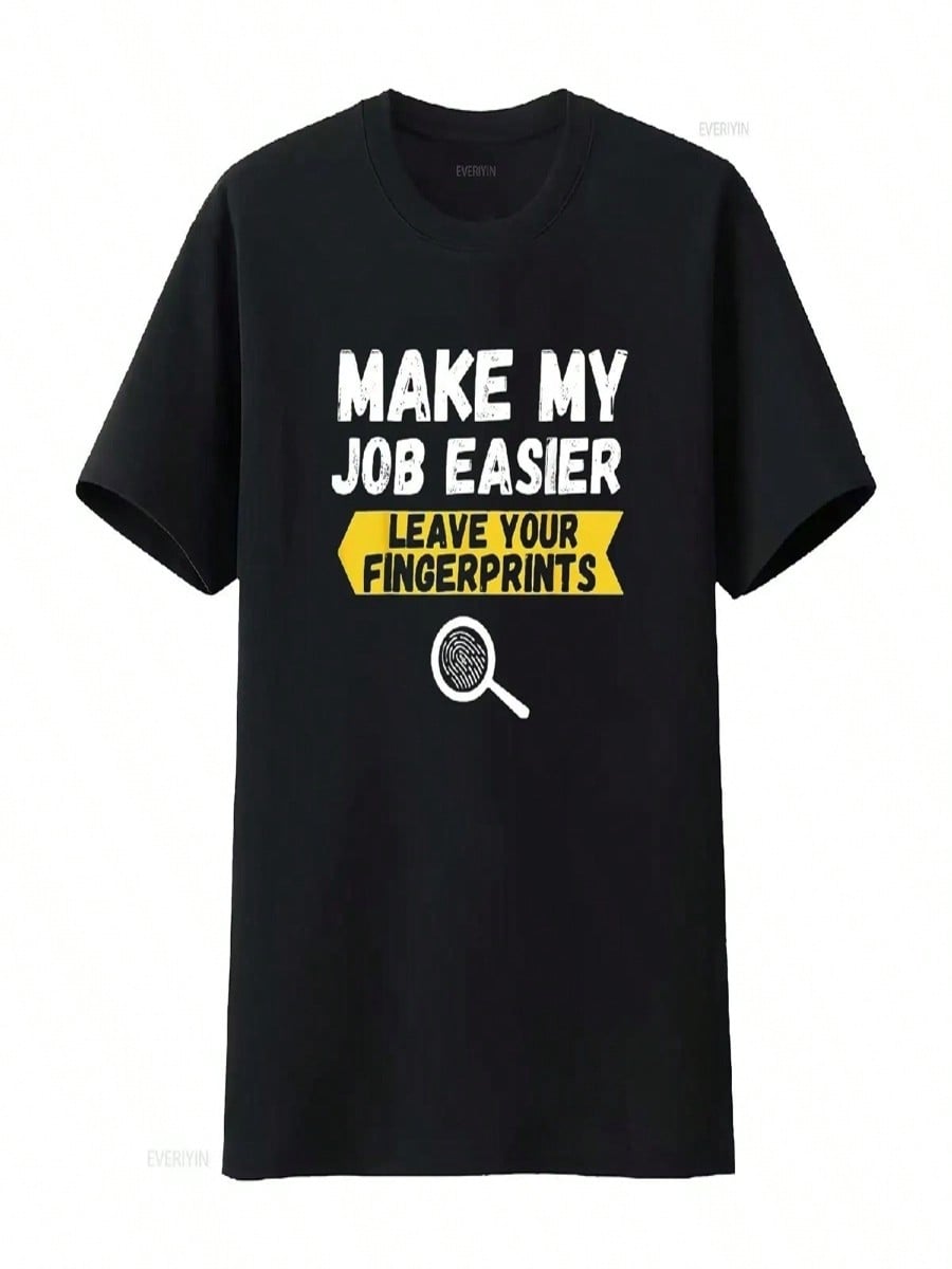 Funny Forensic Fingerprint T Shirt Science Black 2X Large Vintage Washed Versatile Designer Clothes Unisex Casual Breathable S разноцветный