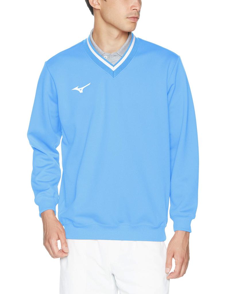 Mizuno Tennis 62JC8002 Blue Size XS to Japanese size Sweatshirt, V-Neck, Thick, Moisture-Wicking, Quick-Drying, Stretch, Unisex, Atoll, Japan,