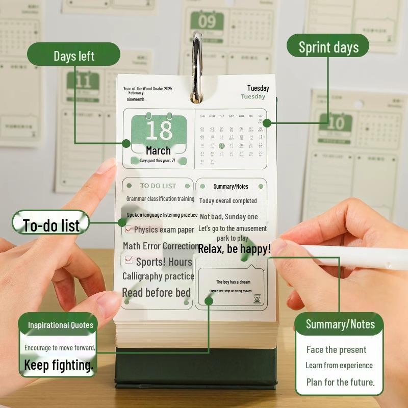 2025 Study Countdown Tear-off Calendar: Junior High & Postgrad Exam Planner