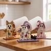 Vintage Patch Ghost Wooden Towel Holder Cute Witch Ghost Standing Halloween Ghost Roll Holder Pumpkin Bucket 2D Flat