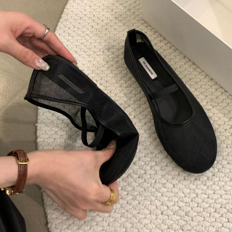 Fashion Transparent Silk Gauze Ballet Flat Women 2025 Summer New Round Toe Elastic Band Mesh Shoes Ladies Comfort Versatile Lazy Loafer