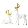 Christmas Figurines,2Pcs Resin Sitting Standing Deer Statues Couple Sculpture Deer Ornaments Modern Home Decor For Living Room, Bedroom, TV Cabinet
