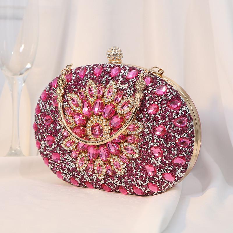 Pochette da Sera in PU con Decorazioni di Diamanti per Eventi Formali e Serate