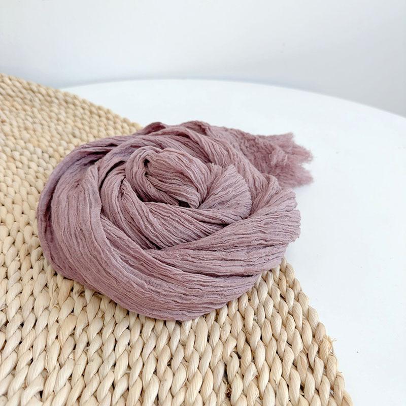 Retro autumn and winter versatile solid color cotton scarf winter unisex long wrinkled warm shawls scarves