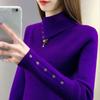 Turtle Neck Ribbed Sweater, Elegant Long Sleeve Sweater for Fall & Winter, Women's Clothing