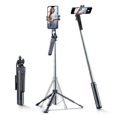 Bâton à selfie perche avec support pour smartphone trépied télescopique 1,3 m - noir