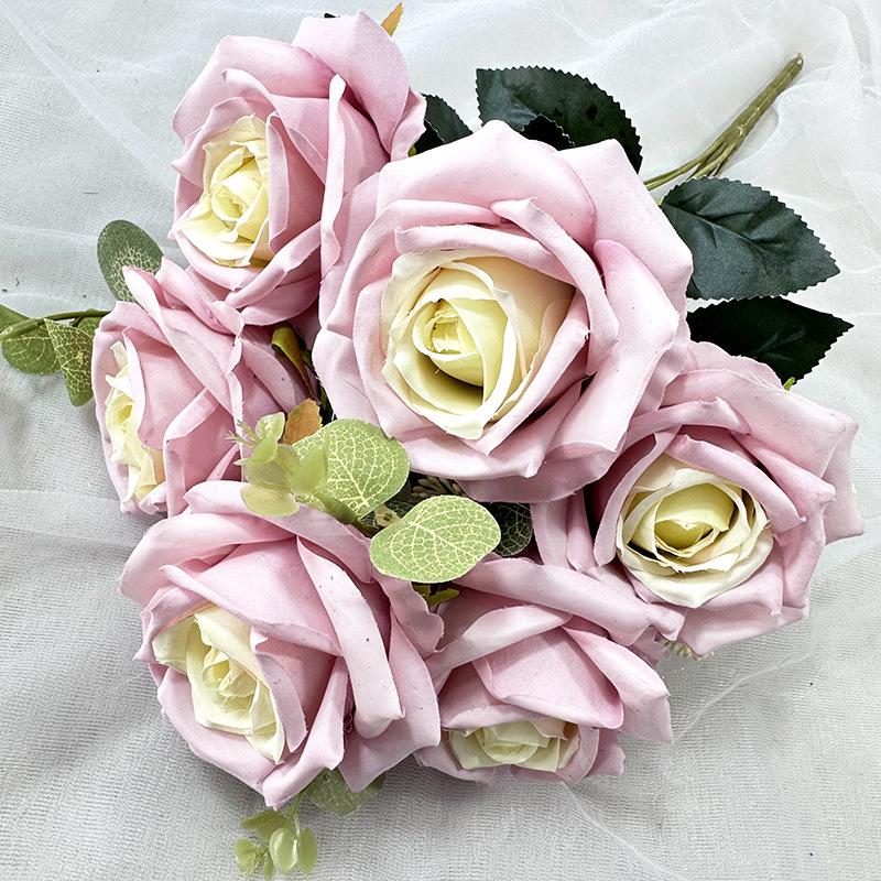 Simulation 9-Fork Money Leaf Rose Home Wedding Bride Party Hotel Decoration Fake Flowers Photography Props Background Scenery