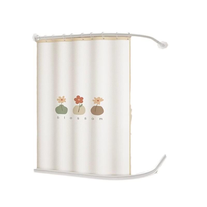 Handun Magnetic Weighted Shower Curtain Set with Telescopic S-Rod