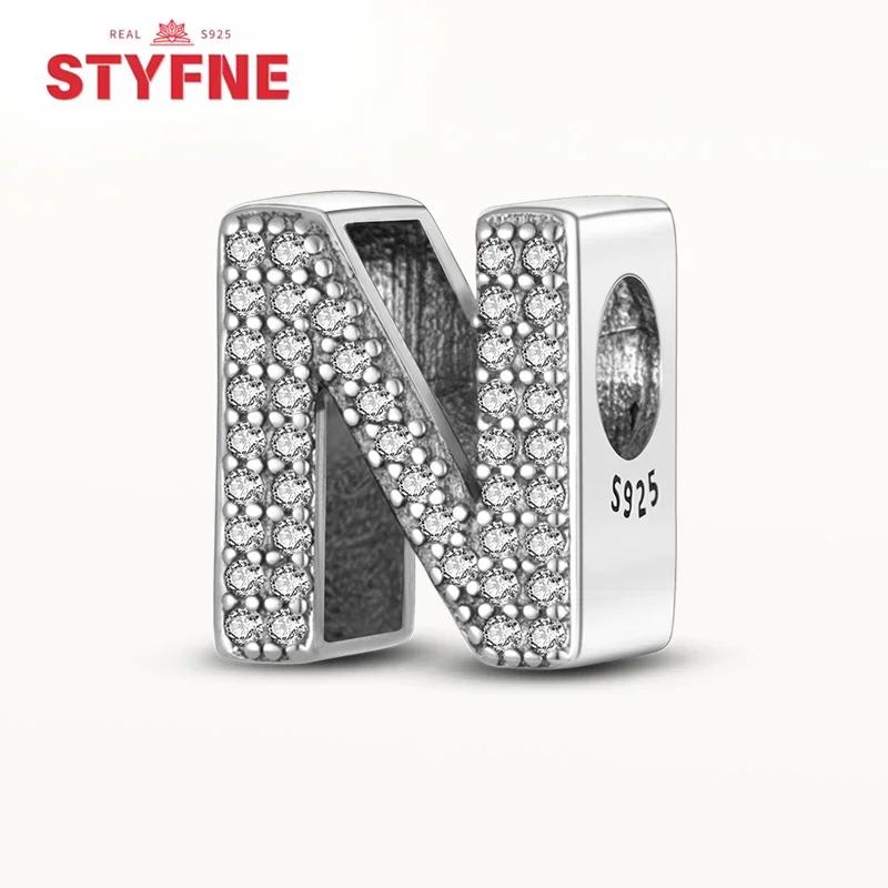 Kupfer 26 Buchstaben Glänzend Zirkon Alphabet Anhänger Perle Passend Original Armband DIY Feiner Schmuck Geschenk Für Frauen Machen