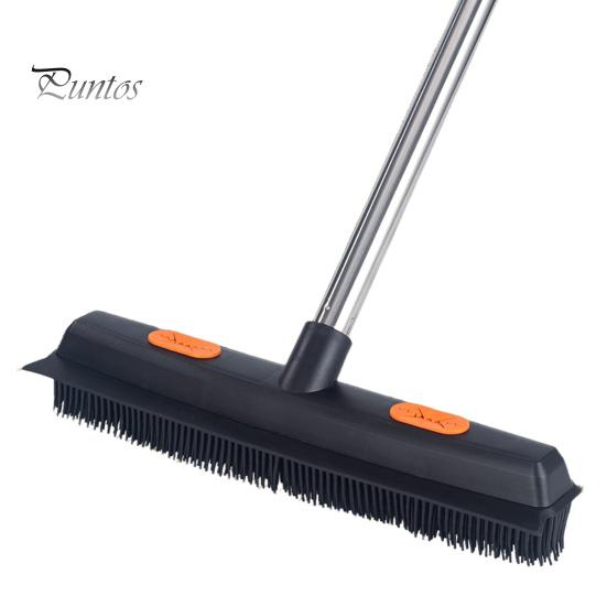 Balai 2 en 1 à long manche pour poils d'animaux avec raclette, brosse légère pour enlever les poils, poignée ergonomique, brosse de nettoyage multi-surfaces