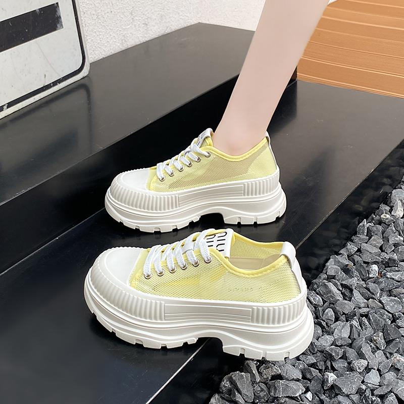 Fashion CRLAYDK Classic Women's Low Top Sneakers Platform Mesh Casual Lace Up Fashion Shoes Ladies Summer Breathable Walking Tennis