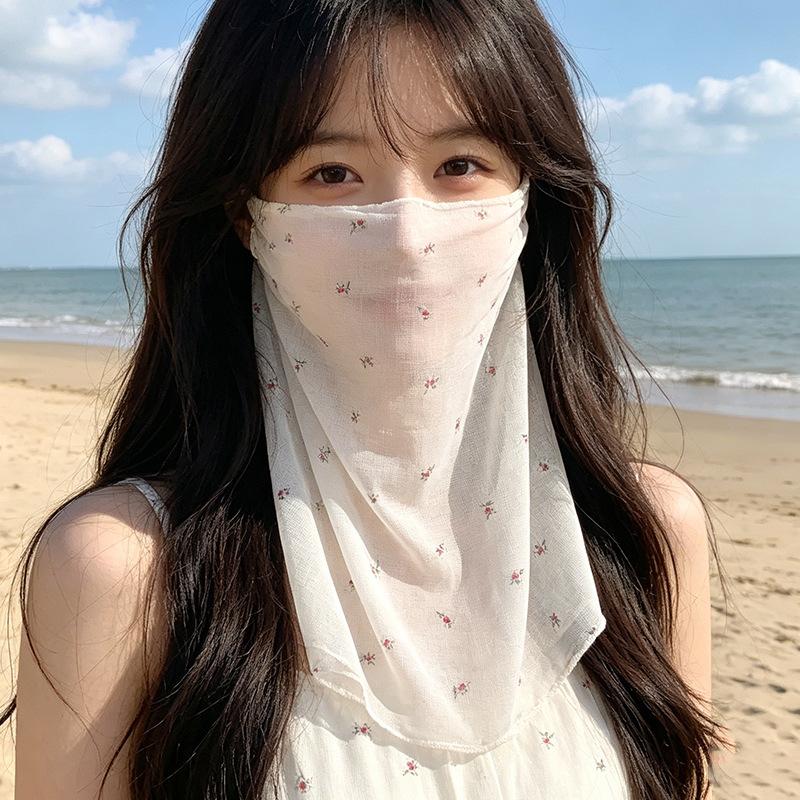 Full-Face Sun Protection Face Mask for Women Breathable Veil Mask for Summer Outdoor Activities Driving and Cycling with Built-in Neck Warmer