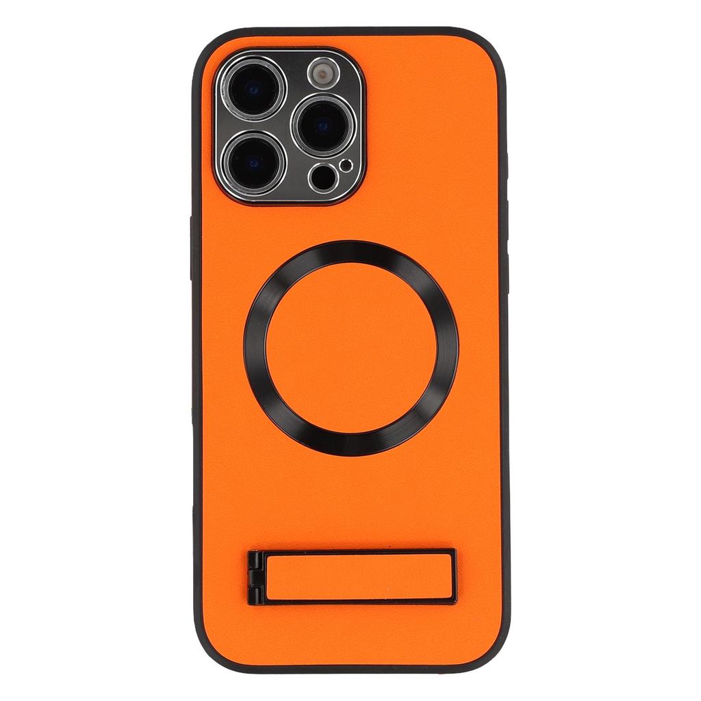 For iPhone 16 Pro Max Kickstand Case Compatible with MagSafe PC+TPU+PU Phone Back Cover