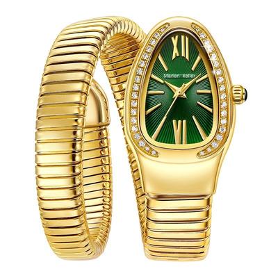 Unique Design Snake Shaped Bracelet Style  Quartz Watch Woman Fashion Ladies Stainless Steel Casual Watch